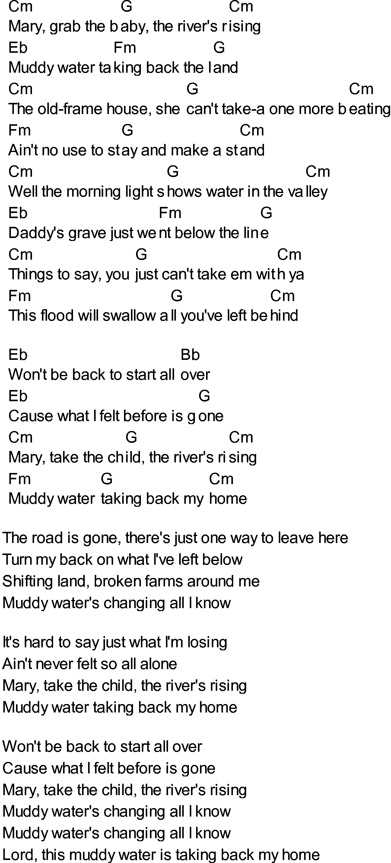 Bluegrass songs with chords - Muddy Water